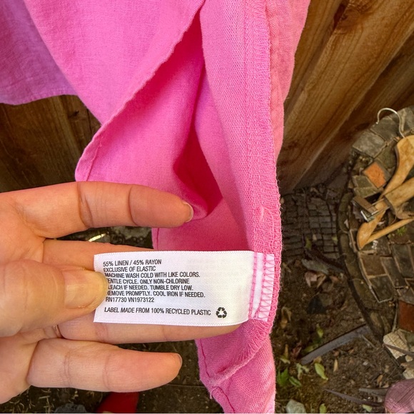 🌿 Hot Pink Off-The-Shoulder Ruffle Linen Midi Dress 🌿🌿 - Picture 10 of 10